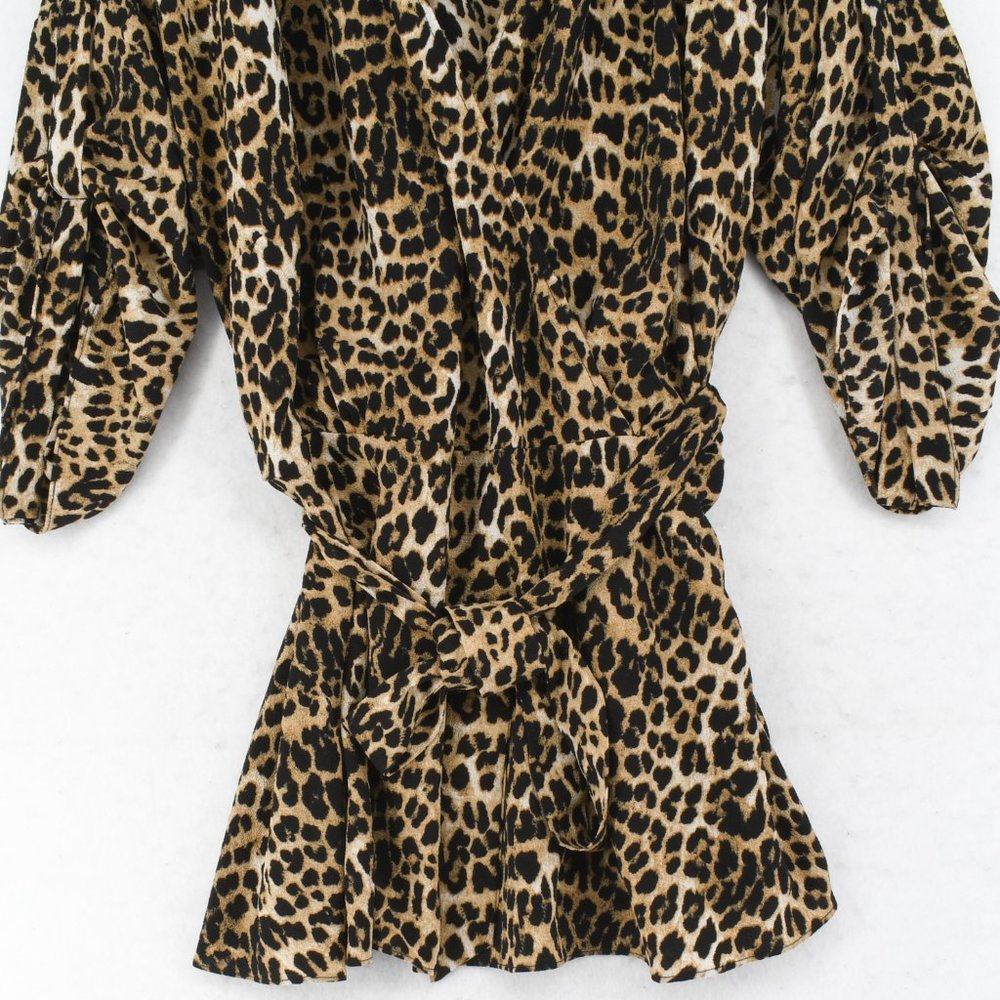 City Chic Women Leopard-Print Faux-Wrap Top Blouse - Picture 7 of 9